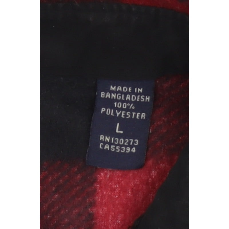 Wrangler Men’s Red Black L Plaid Flannel Button-Up Overshirt