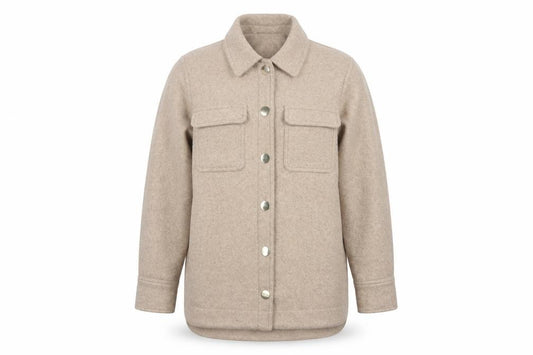 Next Women Beige UK 14 Long Basic Jacket Collared Button Pocket Shacket