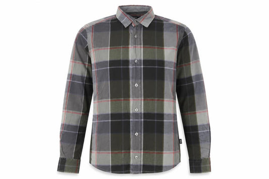 Front view of BOSS Hugo Boss Men's Grey Green Check Slim Fit Cotton Shirt, size S