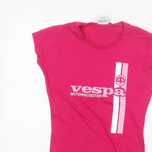 Jerzees Women’s Pink S Vespa Motorscooter Slim Jersey T-Shirt