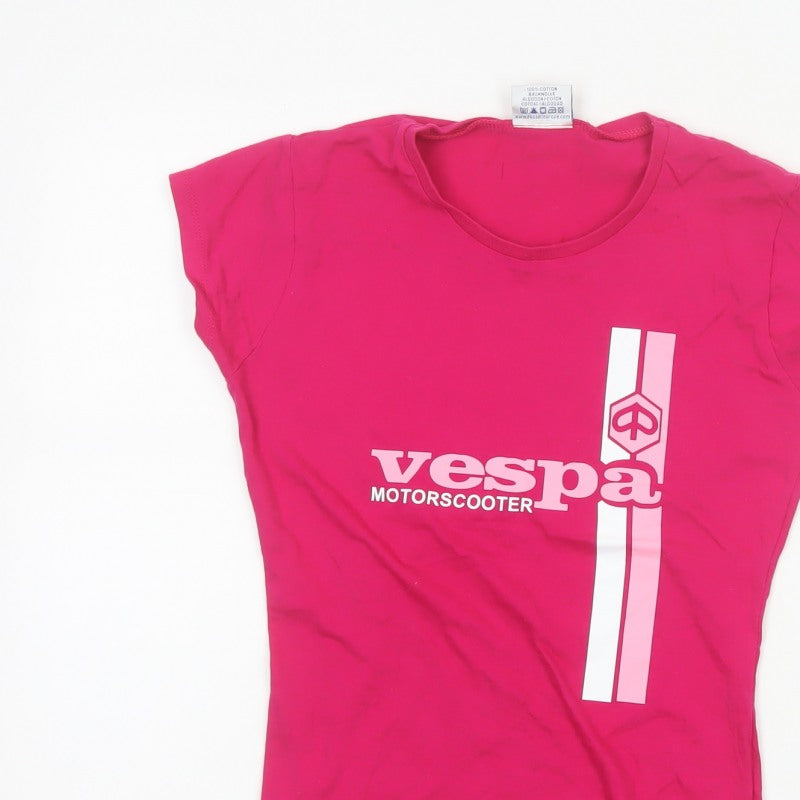 Jerzees Women’s Pink S Vespa Motorscooter Slim Jersey T-Shirt