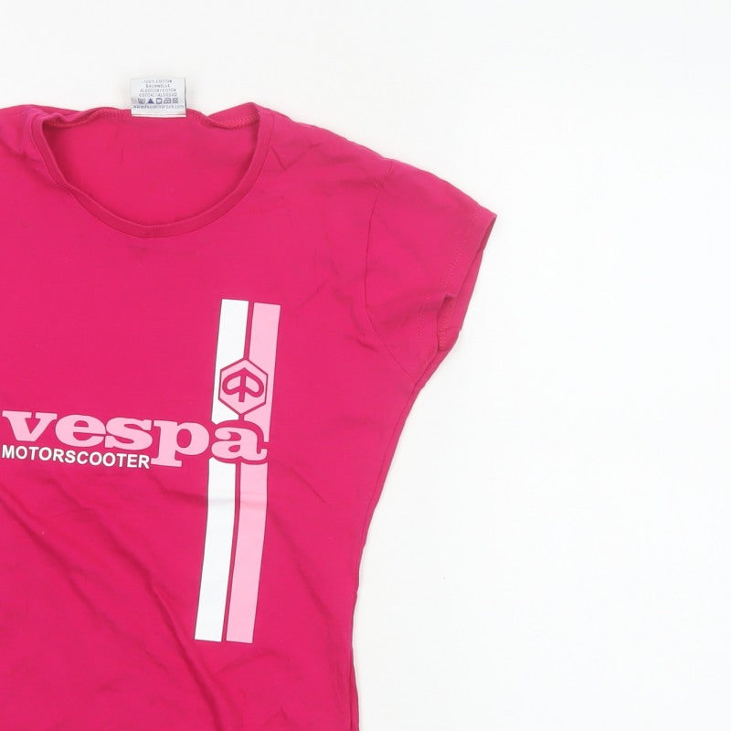 Jerzees Women’s Pink S Vespa Motorscooter Slim Jersey T-Shirt