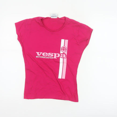 Jerzees Women’s Pink S Vespa Motorscooter Slim Jersey T-Shirt