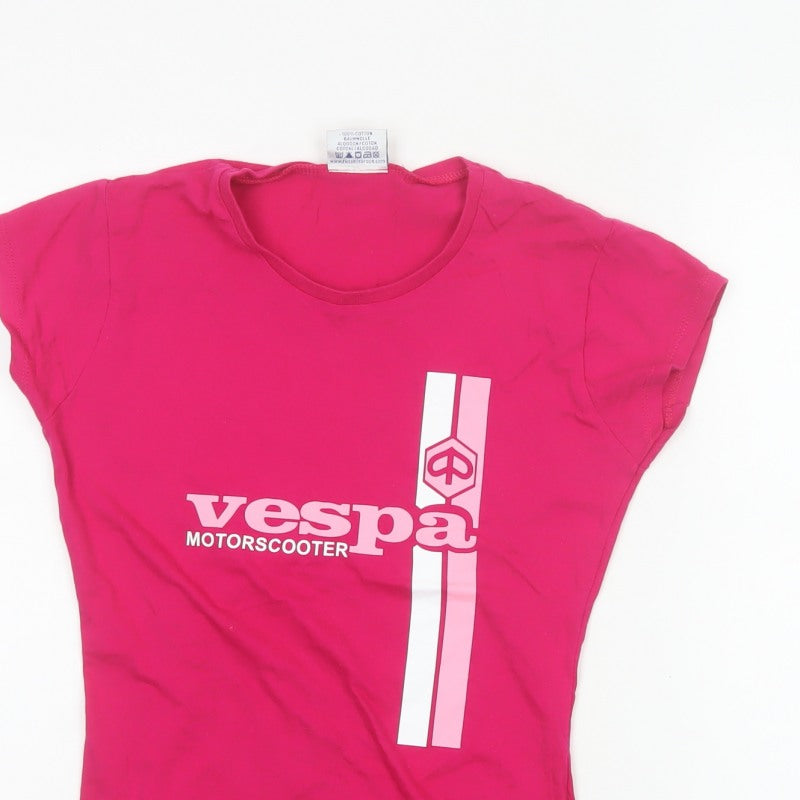 Jerzees Women’s Pink S Vespa Motorscooter Slim Jersey T-Shirt