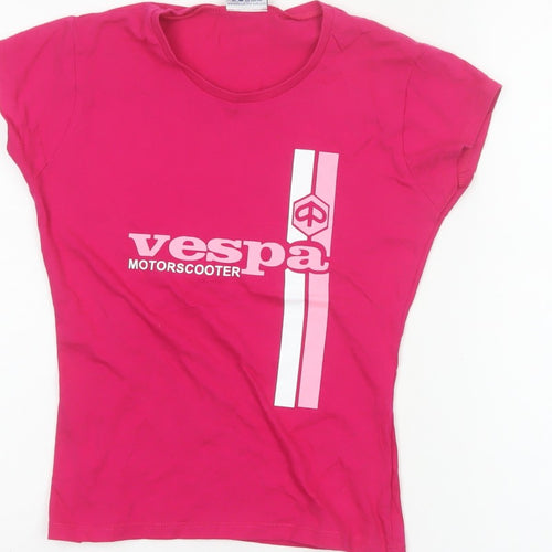 Jerzees Women’s Pink S Vespa Motorscooter Slim Jersey T-Shirt