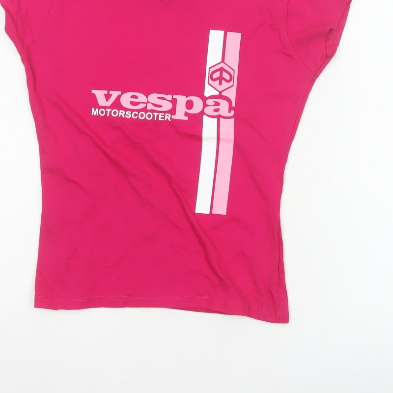 Jerzees Women’s Pink S Vespa Motorscooter Slim Jersey T-Shirt