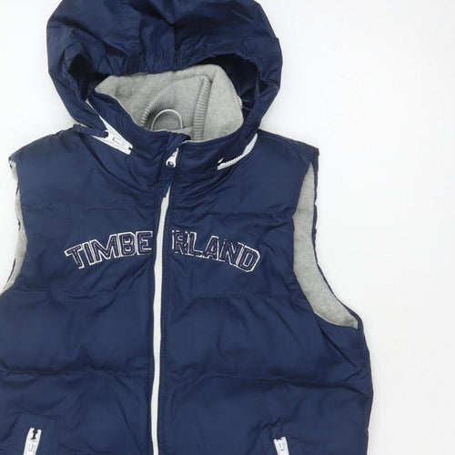Timberland Boys Blue 12 Years Hooded Padded Puffer Gilet Bodywarmer