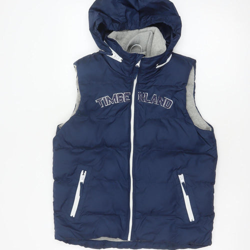Timberland Boys Blue 12 Years Hooded Padded Puffer Gilet Bodywarmer