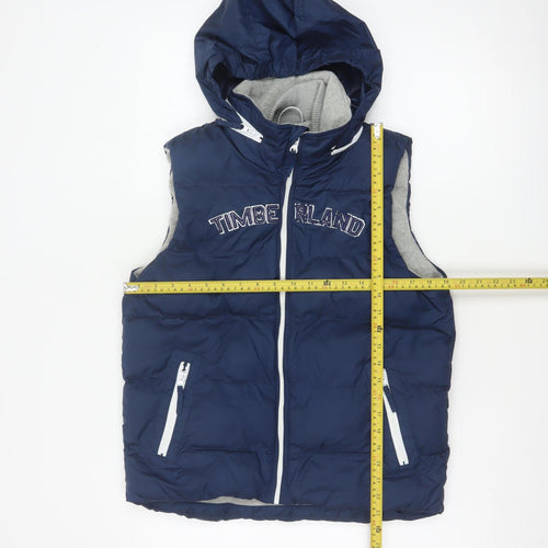 Timberland Boys Blue 12 Years Hooded Padded Puffer Gilet Bodywarmer