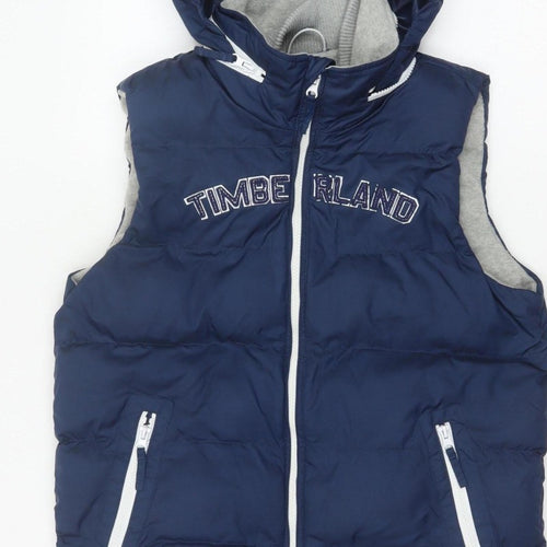 Timberland Boys Blue 12 Years Hooded Padded Puffer Gilet Bodywarmer