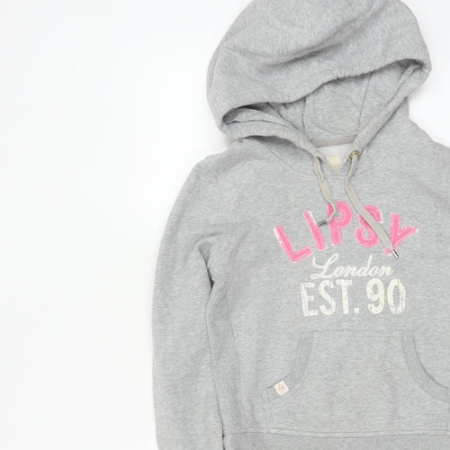 Lipsy Women Grey Size 10 Pullover Hoodie London Logo Pockets
