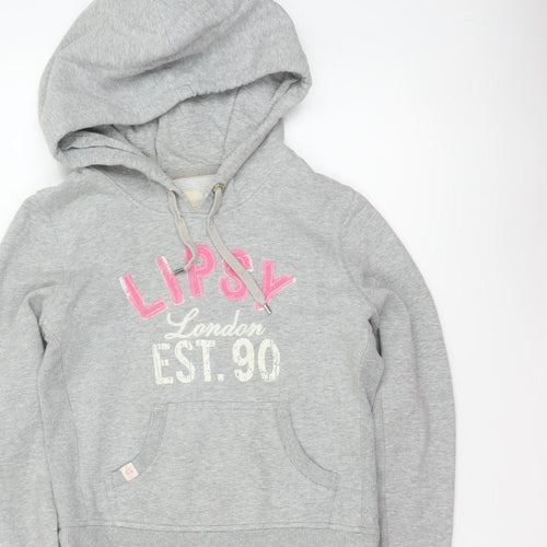 Lipsy Women Grey Size 10 Pullover Hoodie London Logo Pockets