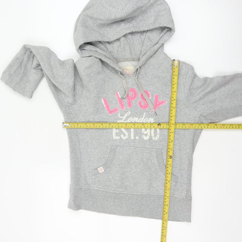 Lipsy Women Grey Size 10 Pullover Hoodie London Logo Pockets