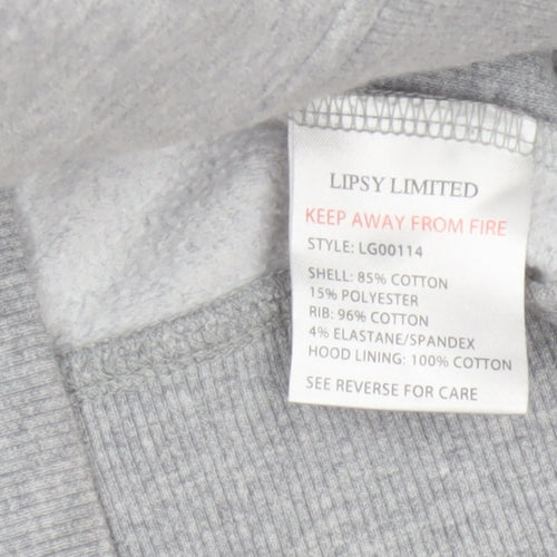 Lipsy Women Grey Size 10 Pullover Hoodie London Logo Pockets