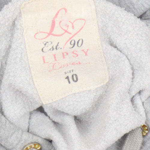 Lipsy Women Grey Size 10 Pullover Hoodie London Logo Pockets