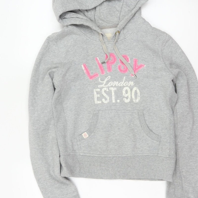 Lipsy Women Grey Size 10 Pullover Hoodie London Logo Pockets