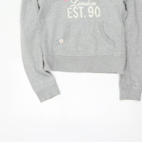 Lipsy Women Grey Size 10 Pullover Hoodie London Logo Pockets