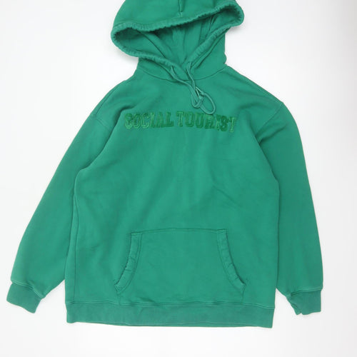 Social Tourist Teens Green S Pullover Hoodie Embroidered Logo