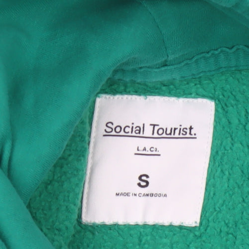 Social Tourist Teens Green S Pullover Hoodie Embroidered Logo