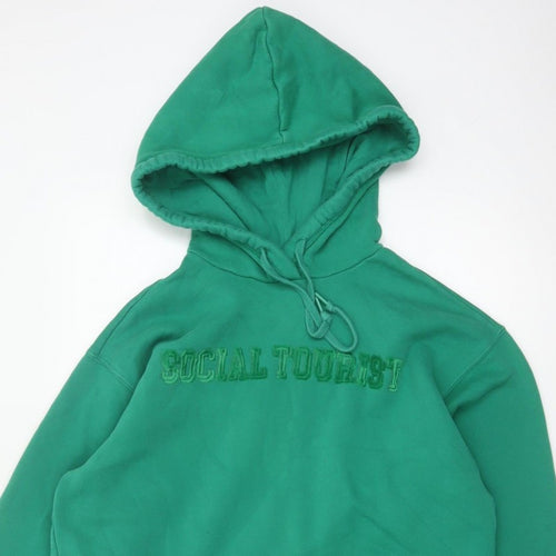 Social Tourist Teens Green S Pullover Hoodie Embroidered Logo