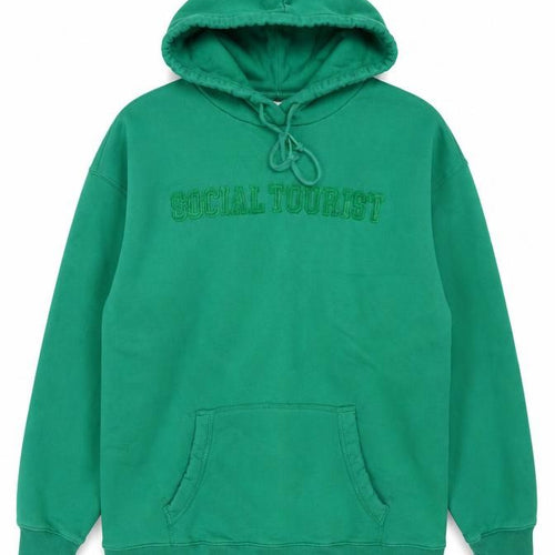 Social Tourist Teens Green S Pullover Hoodie Embroidered Logo