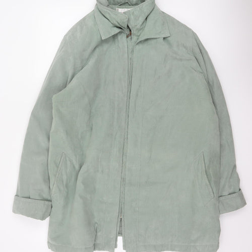 EWM Women’s Green Size 20 Hooded Long Zip Jacket Lined Casual
