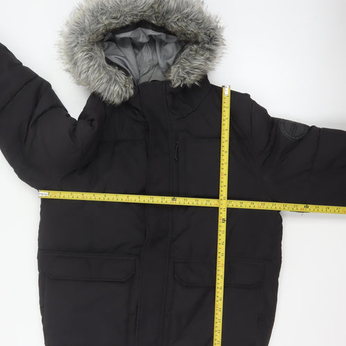 McKenzie Mens Black M Puffer Jacket Hooded Faux Fur Trim Full Zip