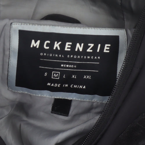 McKenzie Mens Black M Puffer Jacket Hooded Faux Fur Trim Full Zip