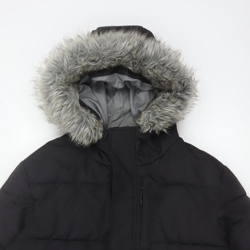 McKenzie Mens Black M Puffer Jacket Hooded Faux Fur Trim Full Zip