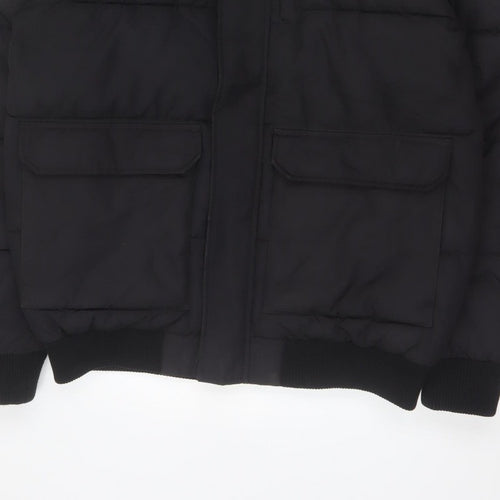 McKenzie Mens Black M Puffer Jacket Hooded Faux Fur Trim Full Zip