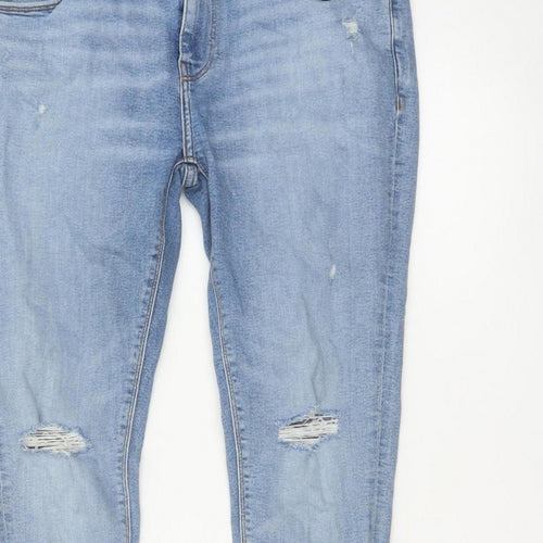 ASOS Design Men's Blue W34 L30 Skinny Distressed Powerstretch Jeans
