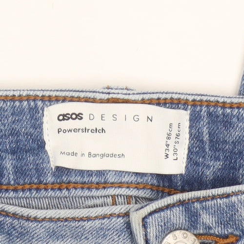 ASOS Design Men's Blue W34 L30 Skinny Distressed Powerstretch Jeans
