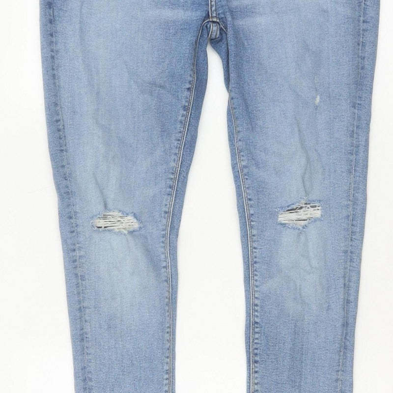 ASOS Design Men's Blue W34 L30 Skinny Distressed Powerstretch Jeans