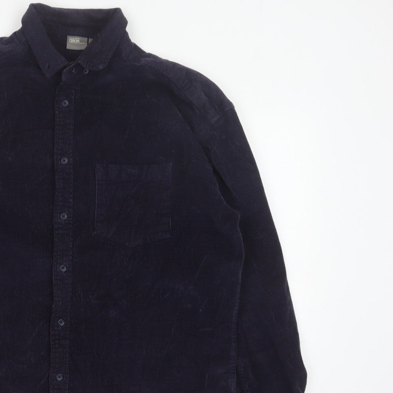 ASOS Men’s Navy Blue S Corduroy Button-Down Long Sleeve Shirt