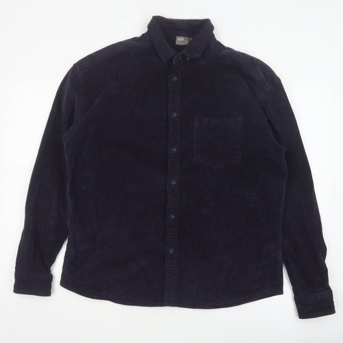 ASOS Men’s Navy Blue S Corduroy Button-Down Long Sleeve Shirt