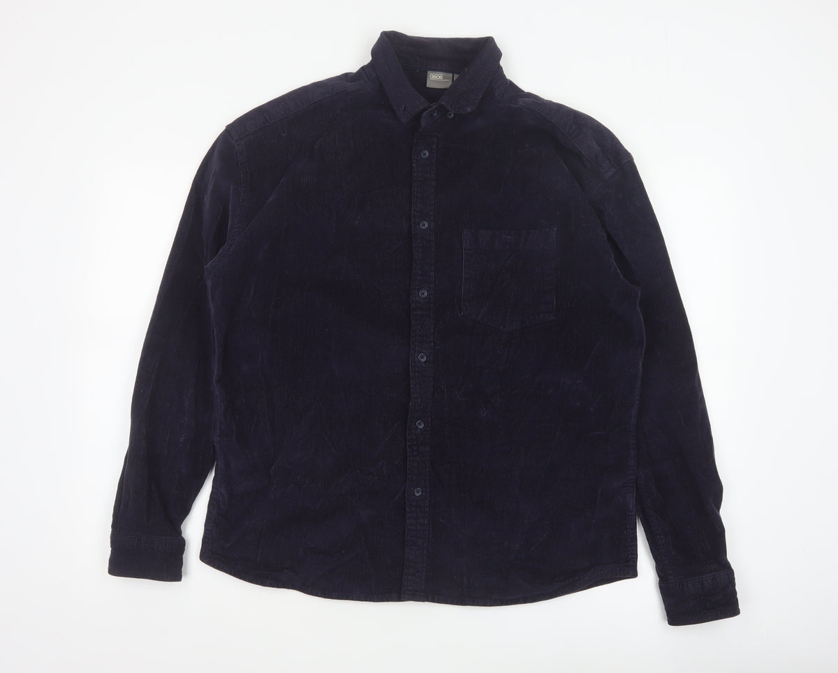 ASOS Men’s Navy Blue S Corduroy Button-Down Long Sleeve Shirt