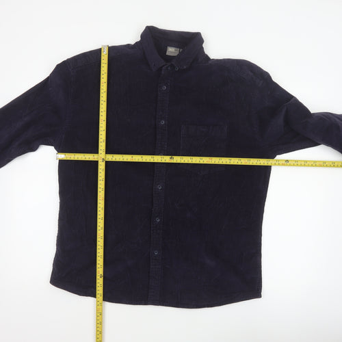 ASOS Men’s Navy Blue S Corduroy Button-Down Long Sleeve Shirt