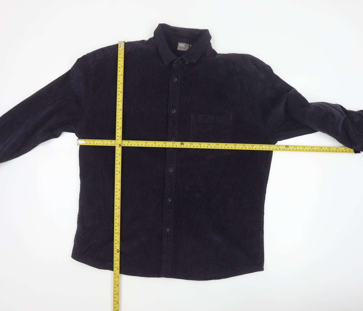 ASOS Men’s Navy Blue S Corduroy Button-Down Long Sleeve Shirt