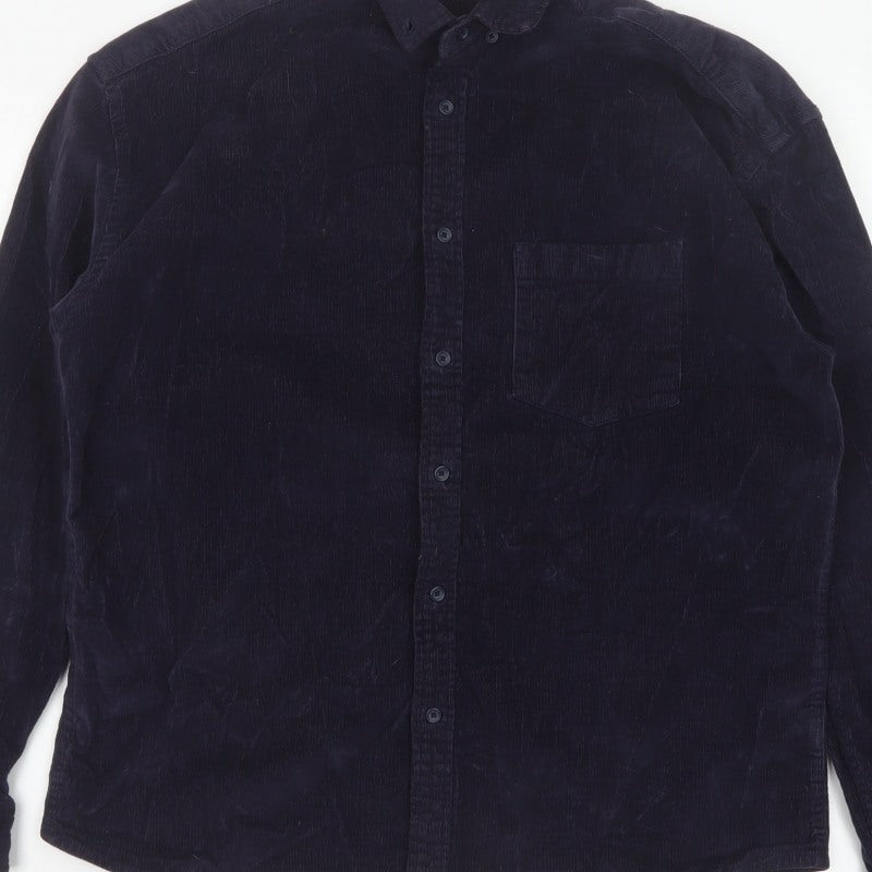 ASOS Men’s Navy Blue S Corduroy Button-Down Long Sleeve Shirt