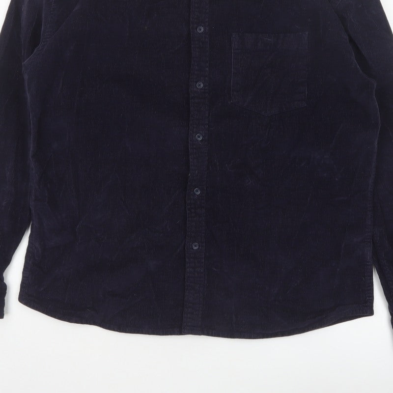 ASOS Men’s Navy Blue S Corduroy Button-Down Long Sleeve Shirt