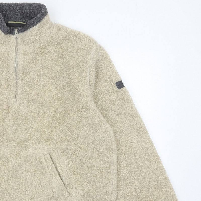 Atlantic Terrain Men’s Beige L Sherpa Fleece 1/4 Zip Pullover Sweatshirt