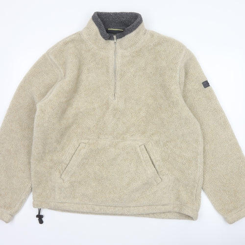 Atlantic Terrain Men’s Beige L Sherpa Fleece 1/4 Zip Pullover Sweatshirt