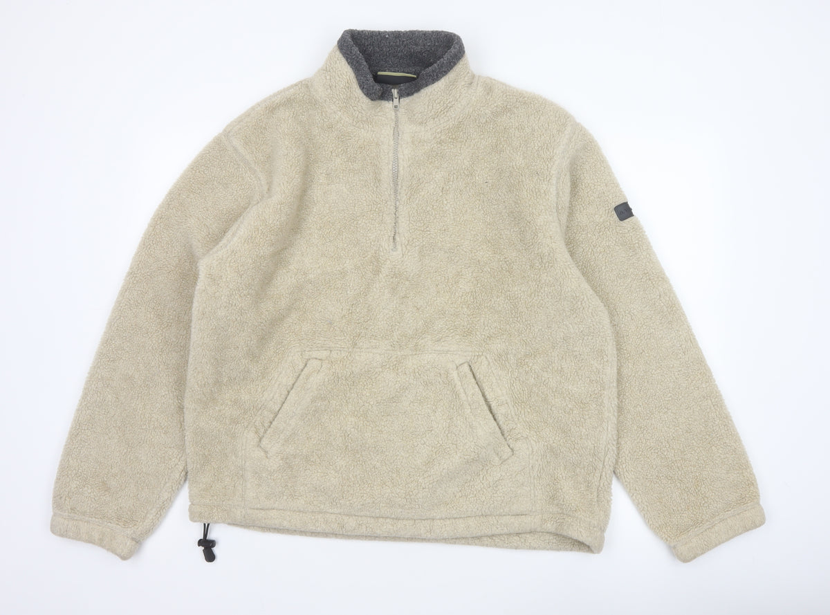 Atlantic Terrain Men’s Beige L Sherpa Fleece 1/4 Zip Pullover Sweatshirt