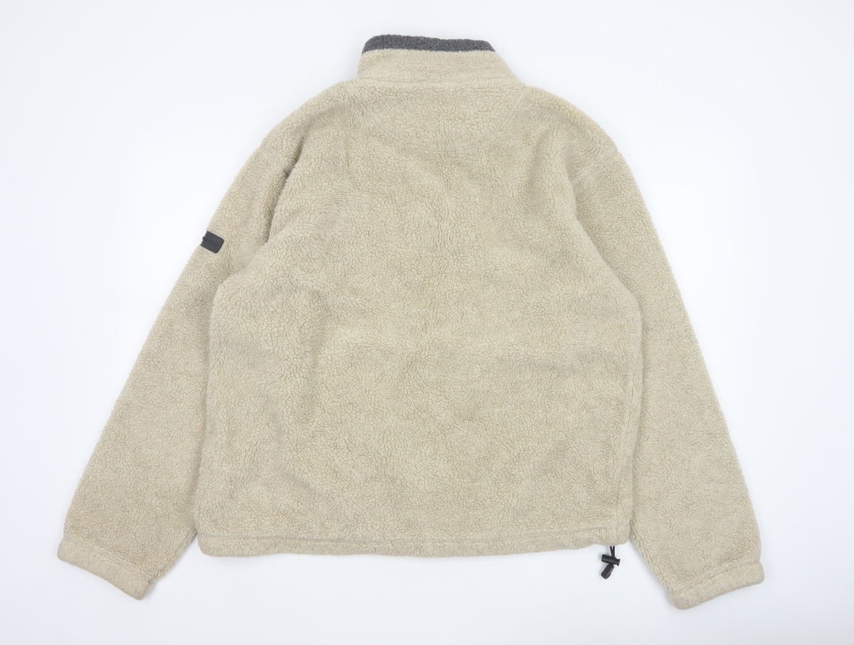 Atlantic Terrain Men’s Beige L Sherpa Fleece 1/4 Zip Pullover Sweatshirt