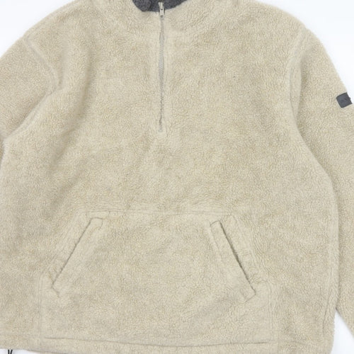 Atlantic Terrain Men’s Beige L Sherpa Fleece 1/4 Zip Pullover Sweatshirt
