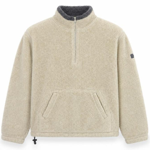 Atlantic Terrain Men’s Beige L Sherpa Fleece 1/4 Zip Pullover Sweatshirt