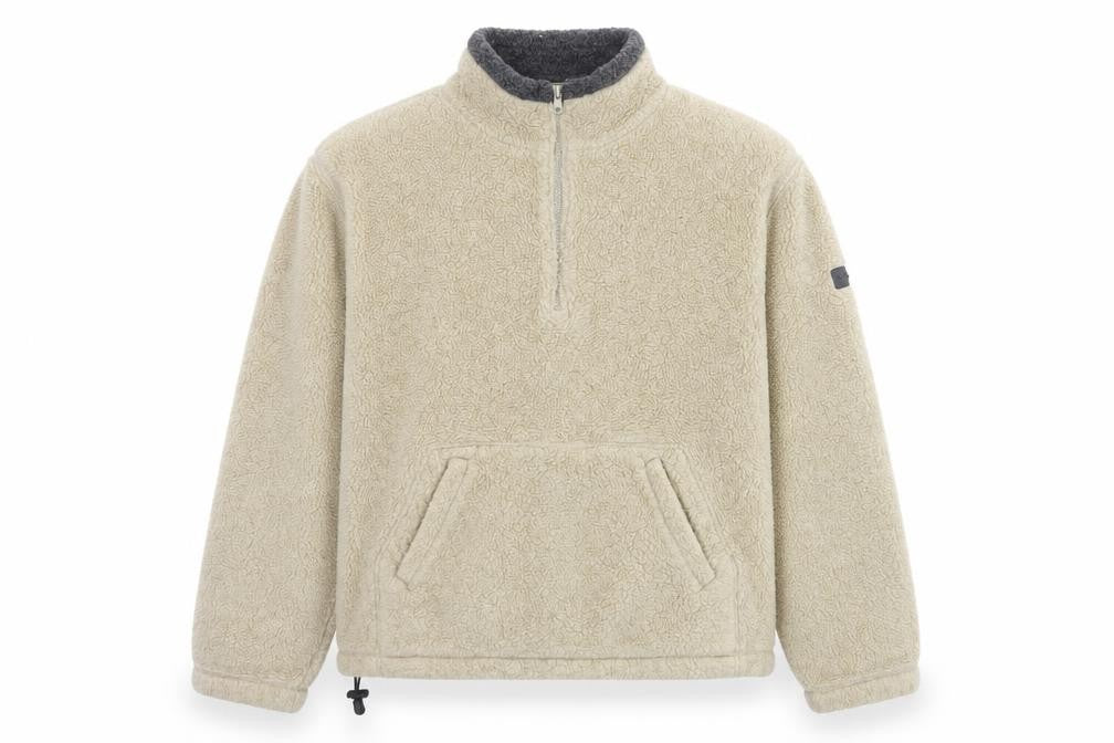 Atlantic Terrain Men’s Beige L Sherpa Fleece 1/4 Zip Pullover Sweatshirt