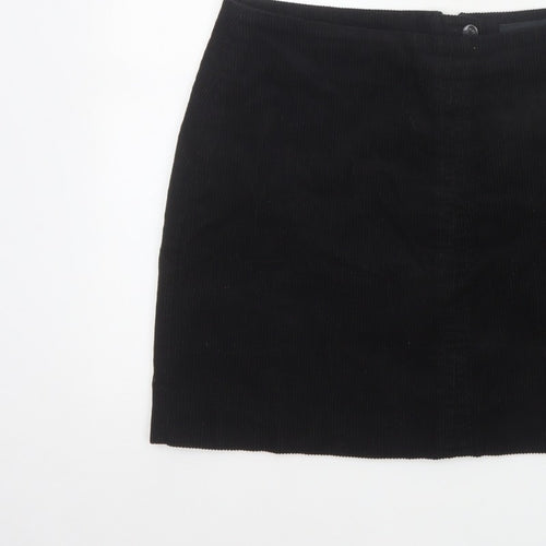 Next Women Black UK 16 Corduroy Pencil Mini Skirt Lined