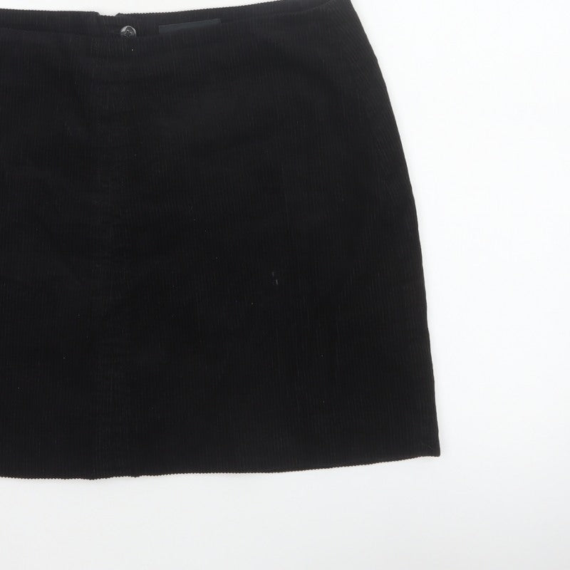 Next Women Black UK 16 Corduroy Pencil Mini Skirt Lined