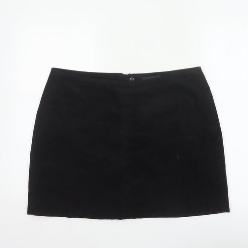 Next Women Black UK 16 Corduroy Pencil Mini Skirt Lined